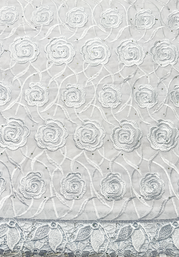 Exclusive Swiss Voile Lace- White with tiny Stone