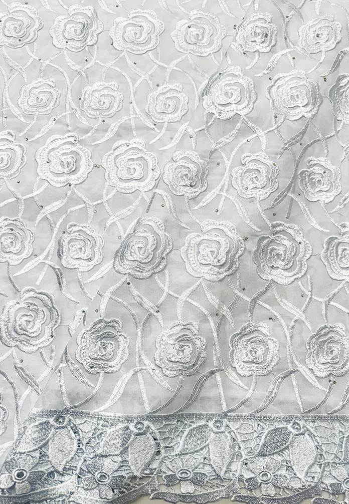 Exclusive Swiss Voile Lace- White with tiny Stone