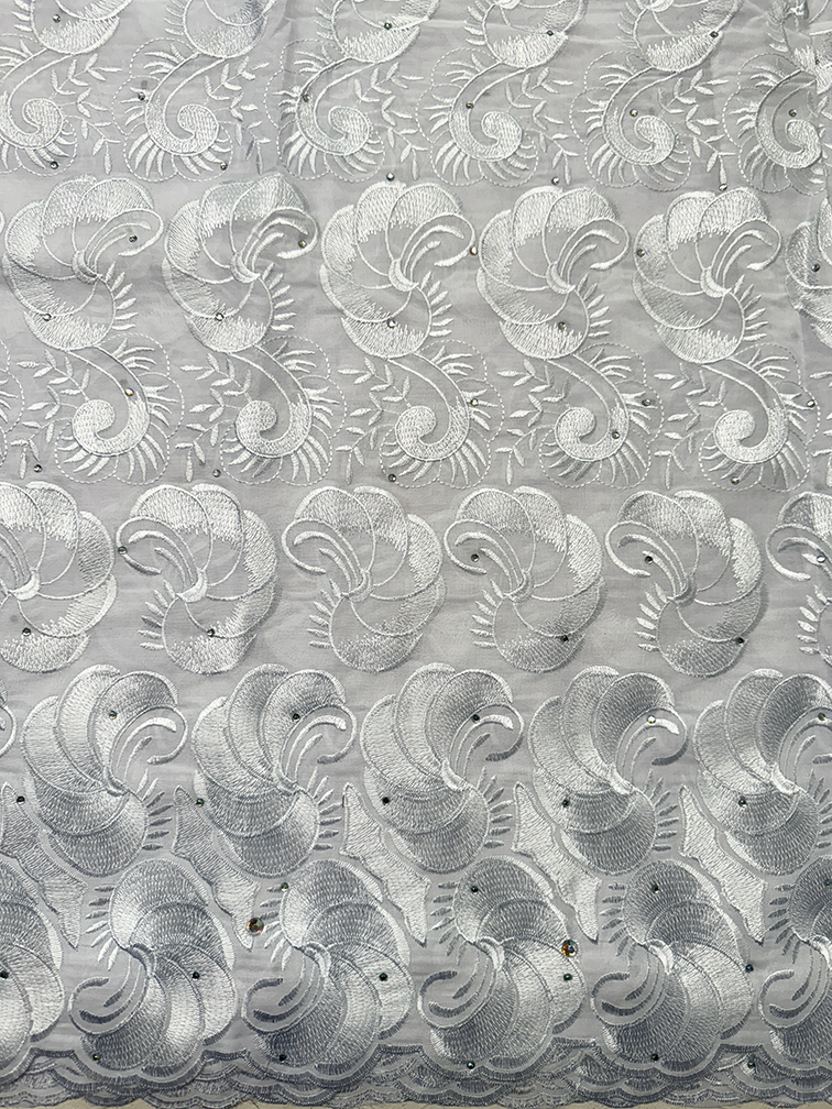 Cotton Swiss Voile Lace Wrapper 100% Cotton- White
