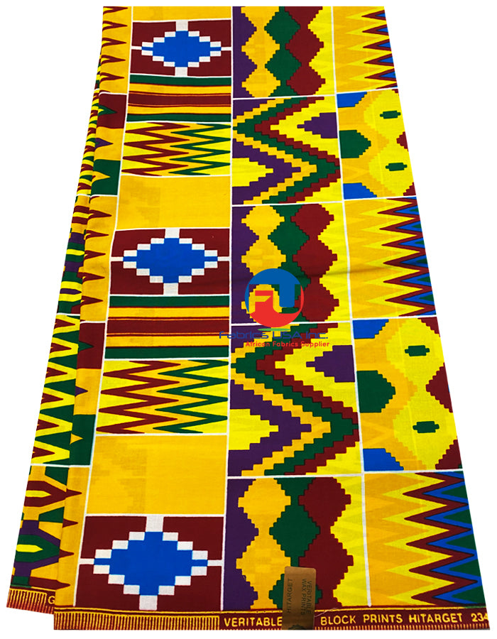 African Kente Fabric; Multi-color