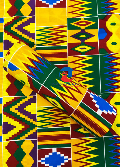 African Kente Fabric; Multi-color