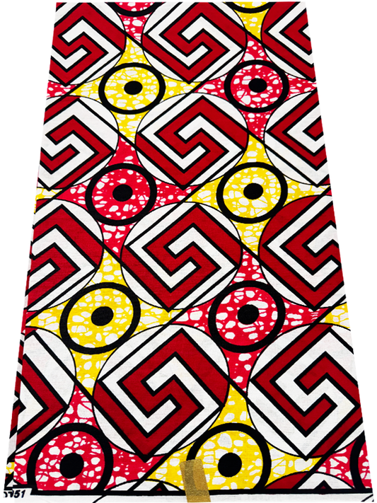 Exclusive Ankara  Wax Print - Red, Yellow, White, Black