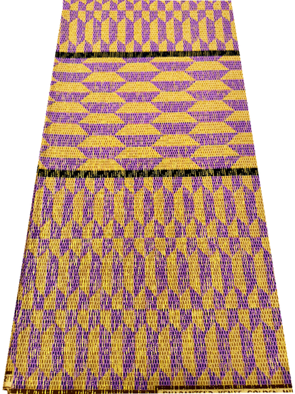 African Metallic Gold Kente Prints in Authentic Design- Metallic Gold,lilac, Black, Beige