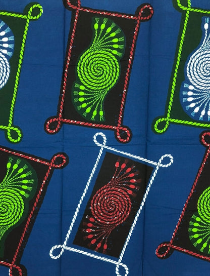 African Print Fabric; Blue, Cream, Mint Green, Army Green