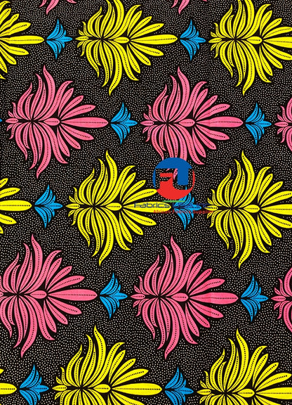 Super Chigan VIP Wax Ankara Print-Pink,Yellow,Teal-Blue,Burgundy