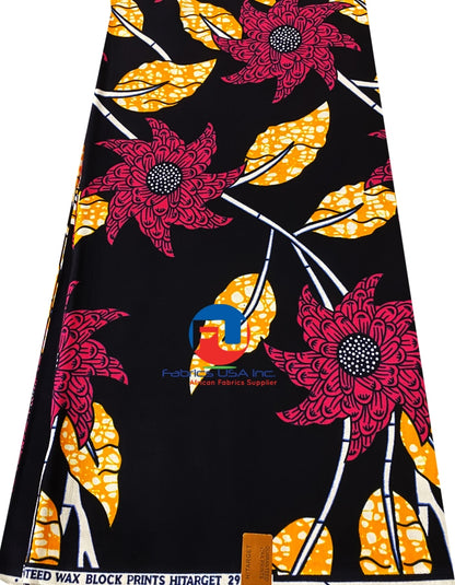 Exclusive Hitarget Wax Print- Flower-Magenta,White,Dark-Blue, Amber-Orange
