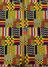 Load image into Gallery viewer, African Print Fabric  in Nylon Spandex 4 Way Stretch  Fabric - Kente Print Design - Multi-Color
