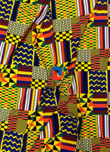 Load image into Gallery viewer, African Print Fabric  in Nylon Spandex 4 Way Stretch  Fabric - Kente Print Design - Multi-Color
