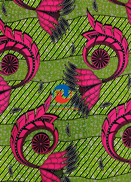 Veritable Wax Print-Pink,Pear-Green,Cream,Black,Dark-Blue
