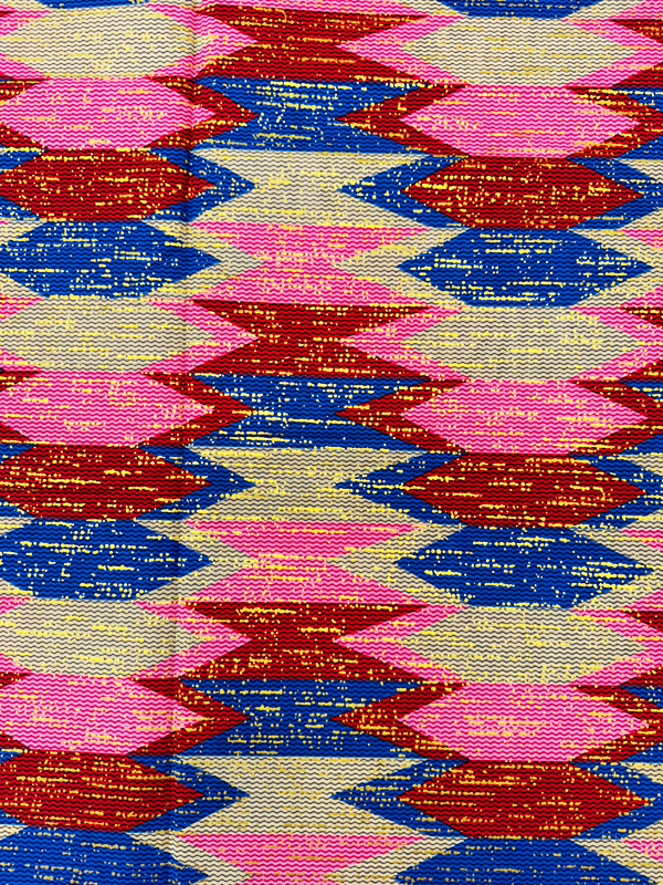 African Metallic Gold  Kente Prints in Authentic Design-Metallic Gold, Red, Pink, Blue, Ivory-Cream