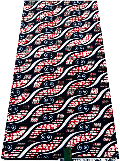Guaranteed Hollandais Ankara Print- Red White Navy Blue Black