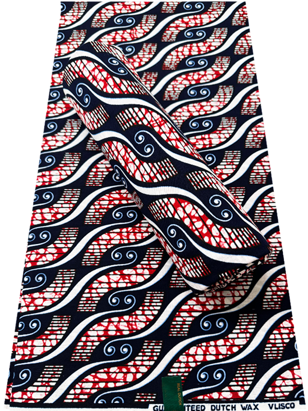 Guaranteed Hollandais Ankara Print- Red White Navy Blue Black