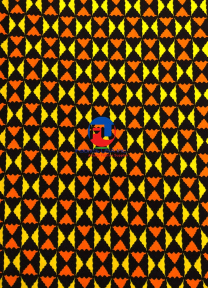 African Wax Print in Yellow , Orange & Black