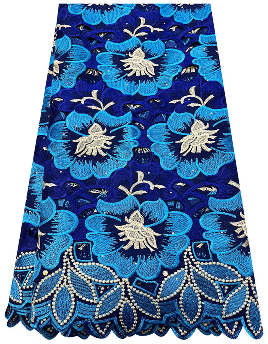 Swiss Voile Lace Royal Blue Light Blue White