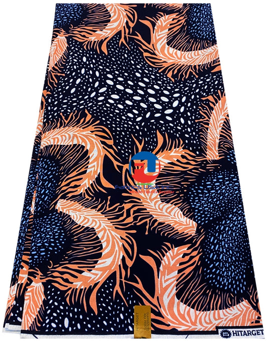 Veritable Wax Print Block- Peach, White, Denim-Blue, Black
