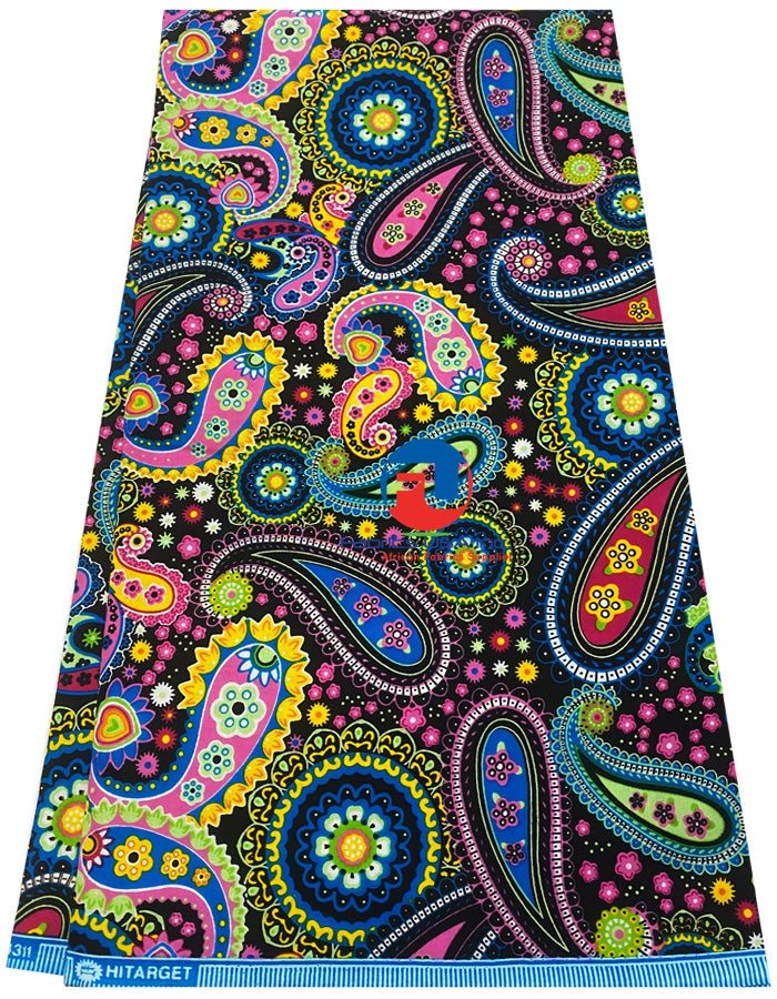Paisley Design  Exclusive  African Wax Print, -Multi-Color