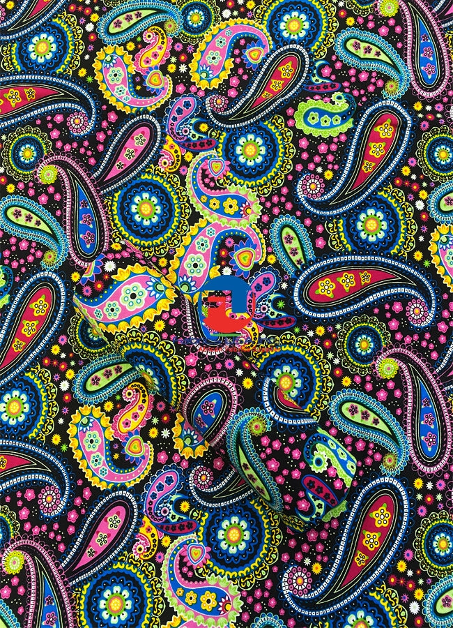 Paisley Design  Exclusive  African Wax Print, -Multi-Color