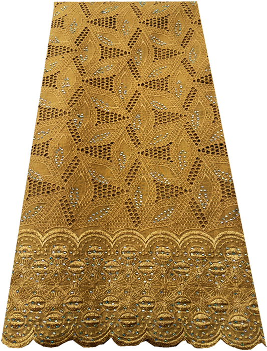 Swiss Voile Lace-  Gold with tiny stone