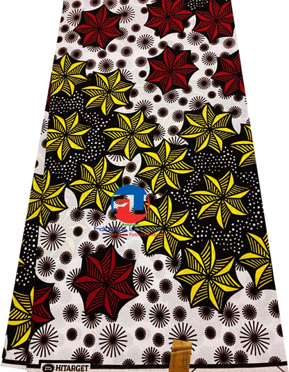Exclusive Veritable High-Target Wax Print- Red,Yellow,Burgundy,White