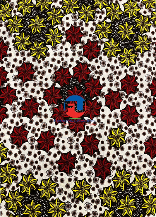 Exclusive Veritable High-Target Wax Print- Red,Yellow,Burgundy,White