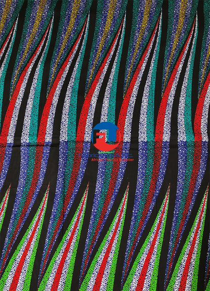 veritable ankara  wax block prints -green ,white ,blue ,red, black ,yellow, teal green