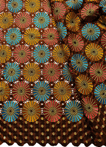 High End Super Quality Swiss Voile Lace- Dark-Brown, Peach, Gold, Sky-Blue