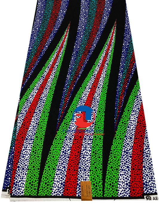 veritable ankara  wax block prints -green ,white ,blue ,red, black ,yellow, teal green