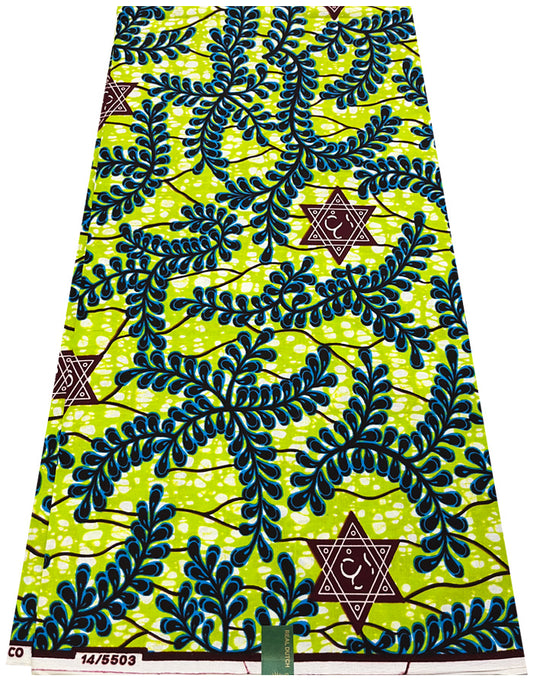 Exclusive Ankara Wax Design African Wax Print- Apple-Green, Turquoise, Brown, Black, White