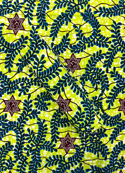 Exclusive Ankara Wax Design African Wax Print- Apple-Green, Turquoise, Brown, Black, White
