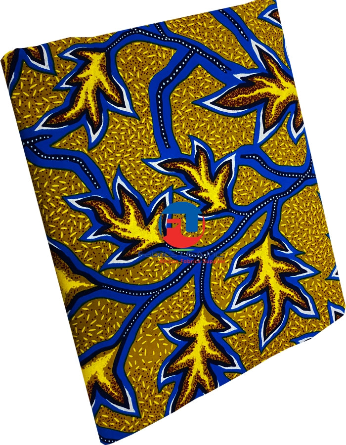 African Ankara Wax Print-Turquoise,Mustard,White,Yellow, Maroon
