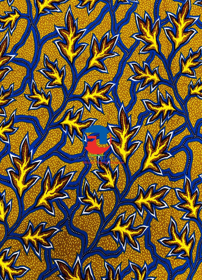 African Ankara Wax Print-Turquoise,Mustard,White,Yellow, Maroon