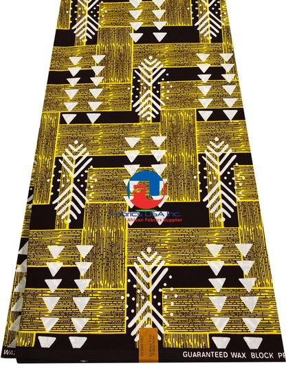 African Ankara Exclusive Design- Golden-Brown,Yellow,Burgundy,White