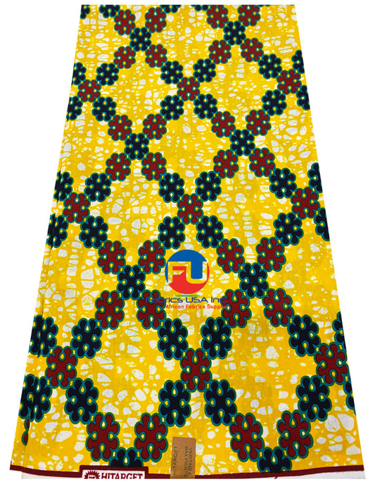 Hgh-Quality Hi-Target Wax Print -Tangerine-Orange, Teal-green, Black, Red, White