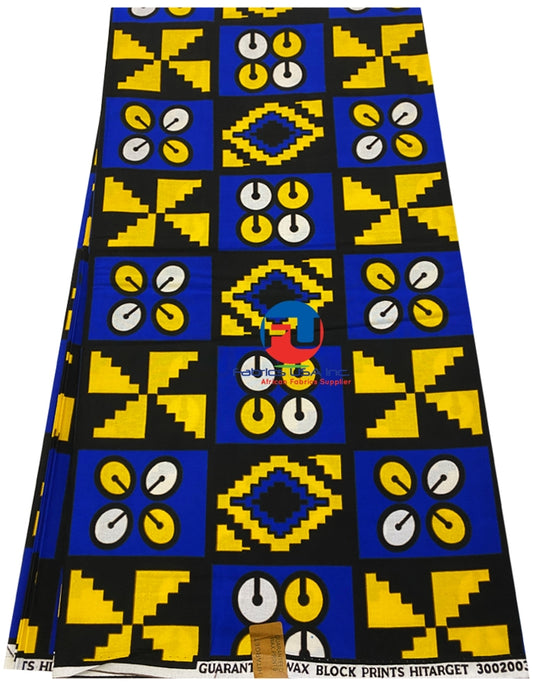 Phoenix Hi-Target Guaranteed Wax Block Prints-  Blue , Yellow, Black , White