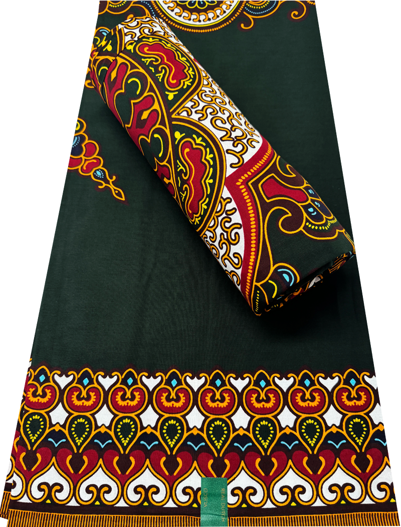 Veritable Wax Ankara Traditional Design- Dark-Green, Red, Orange, White, Yellow, Sky-Blue, Burgundy