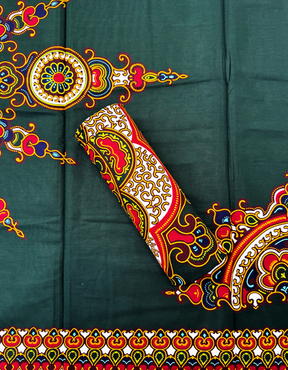 Veritable Wax Ankara Traditional Design- Dark-Green, Red, Orange, White, Yellow, Sky-Blue, Burgundy