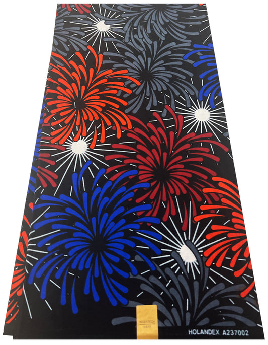 Veritable Hollandtex Exclusive African Wax Print- Royal-Blue, Orange, Red, Black, Gray, White