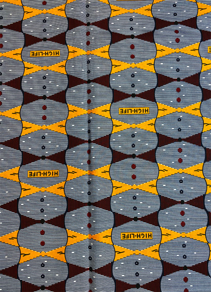 High-Life Pattern African Ankara Wax Hi-target- Red Golden-Yellow Dark-Blue, White