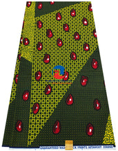 Load image into Gallery viewer, African Print Fabric- Green, Blue, Red
