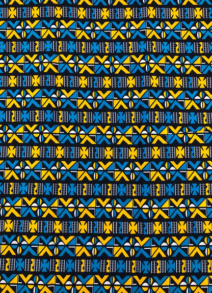 Samakaka Ankara Wax Print- Blue and Yellow