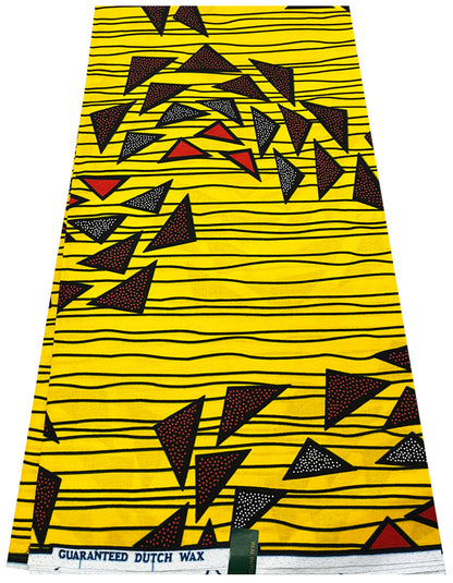 Guaranteed Dutch Wax Print- Deep-Yellow, Red, Dark-Blue, Black,White