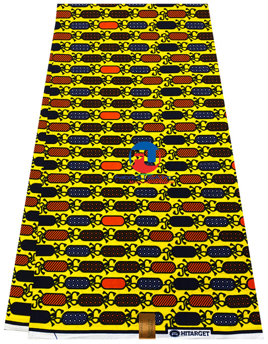 Guaranteed Wax Block Prints Hi-target- Yellow, Orange, Dark-Blue, White, Black