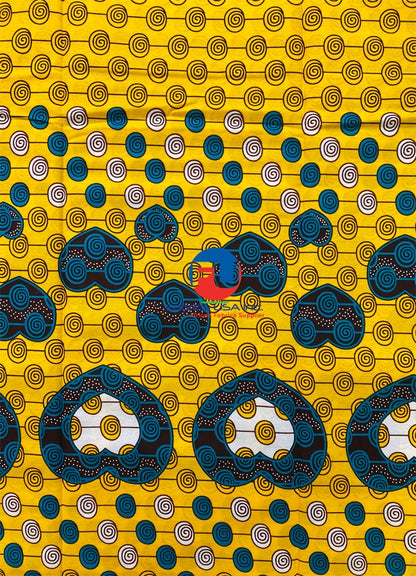 Veritable Block Prints Super Chygan Wax-  Yellow, Teal-Green, Dark-Brown