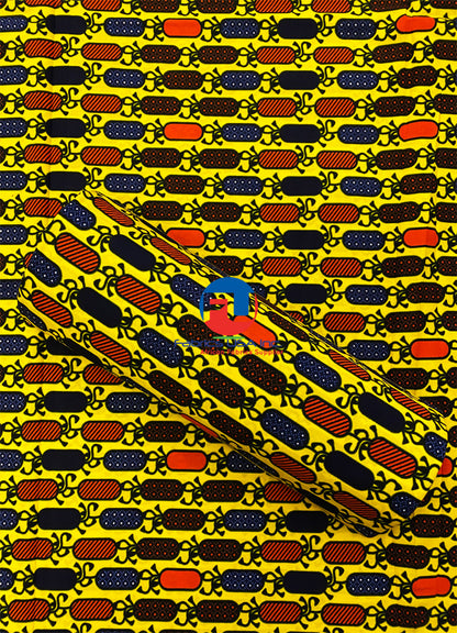 Guaranteed Wax Block Prints Hi-target- Yellow, Orange, Dark-Blue, White, Black