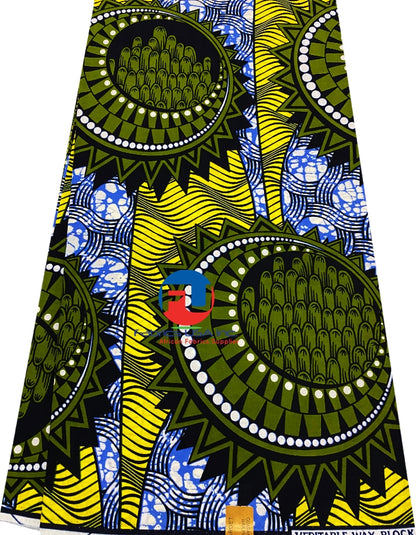 Veritable Wax Print Exclusive Design- Olive-Green,Yellow,Dark-Blue, Purple-Blue,White