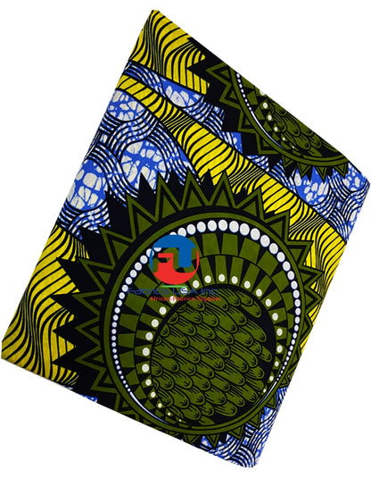 Veritable Wax Print Exclusive Design- Olive-Green,Yellow,Dark-Blue, Purple-Blue,White