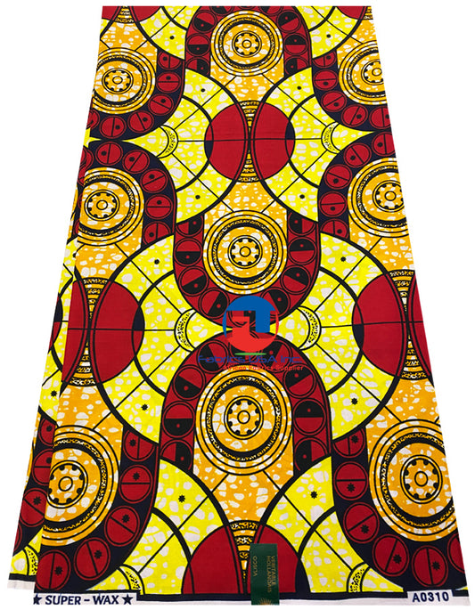 Supreme Ankara Wax Print- Red, Yellow, Orange, White, Black, Dark-Blue