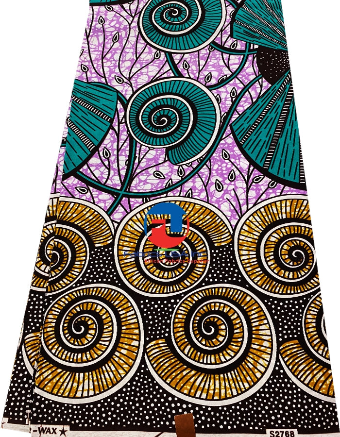 Super  VIP Wax  Dutch Ankara Print-Teal-Green,Lilac,White,Burngundy