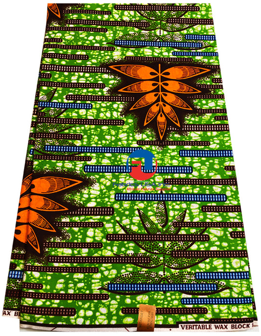 High-End Design Ankara Wax Print- Apple-Green, Tangerine-Orange, White, Navy-Blue, Burgundy,