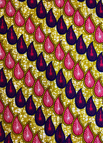 Veritable Wax Block Print Hi-target Purple Pink White Brown Gold